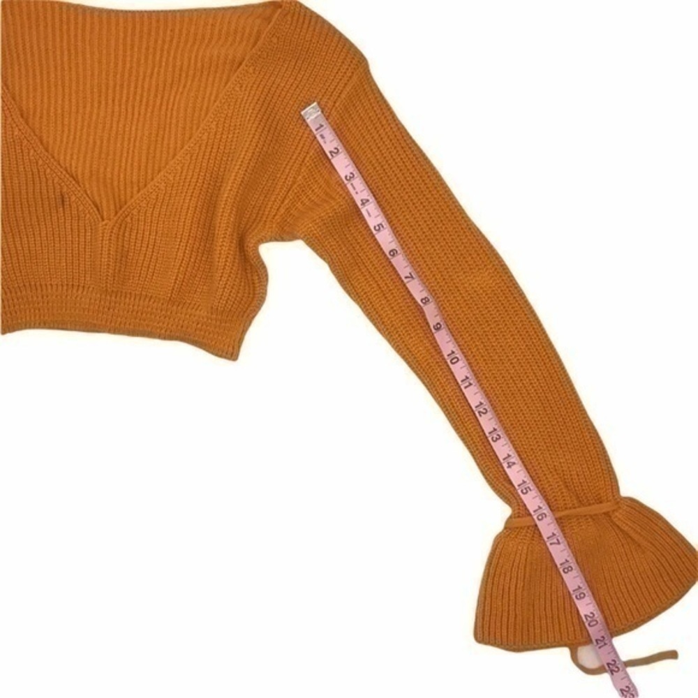 U Neck Yellow Cropped Sweater - Picture 7 of 10